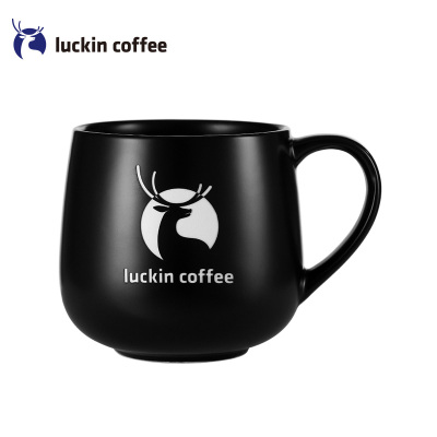 瑞幸咖啡（luckincoffee）经典幸运马克杯大容量简约咖啡杯黑色414ml