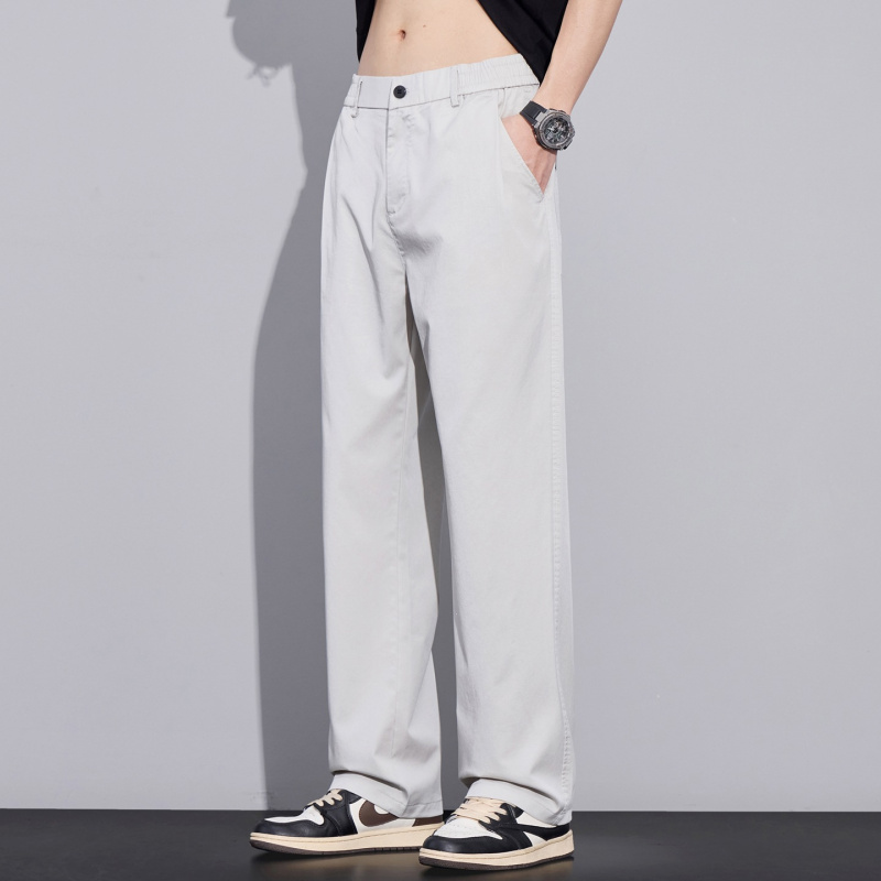 简约纯色休闲长裤男士挺括抗皱春夏百搭休闲裤男宽松显瘦直筒裤