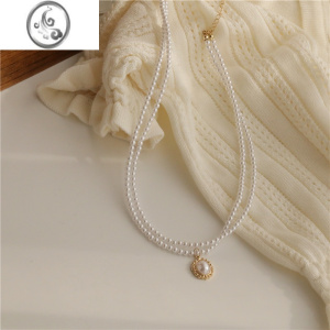 JiMi优雅复古法式双层珍珠项链女ins网红锁骨链简约小众设计脖子饰品 双层