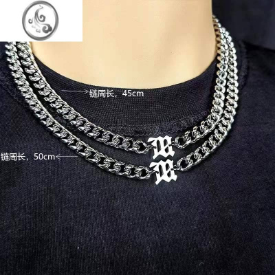 JiMi男童项链装饰嘻哈古巴吊坠潮酷儿童个性嘻哈街舞男孩毛衣链子配饰