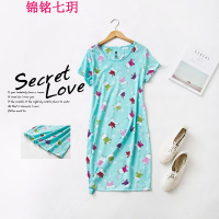锦铭七玥17新款棉质短袖睡衣 可爱卡通居服 女大码睡裙 印花睡衣