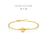 周大福碎金金爱心双层足金黄金手链女计价(工费420)EOF1835
