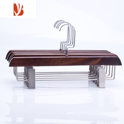 三维工匠多复古实木带夹子裤架裤夹 家用木质挂裤子衣架 伸缩衣裤裙夹