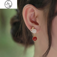 JiMi兔子耳饰耳钉耳坠小众设计感2023新款耳夹古风红色兔年耳环女