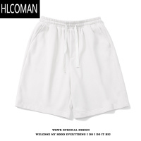 HLCOMAN美式高街纯色休闲运动短裤男夏季简约百搭宽松抽绳阔腿五分裤