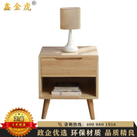鑫金虎 床头柜北欧简约实木腿多功能卧室斗柜布艺双抽屉储物收纳边桌柜子多层床边柜(两个起拍)