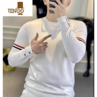 YANXU2023新款轻奢男士针织衫圆领套头潮流长袖休闲打底毛衣