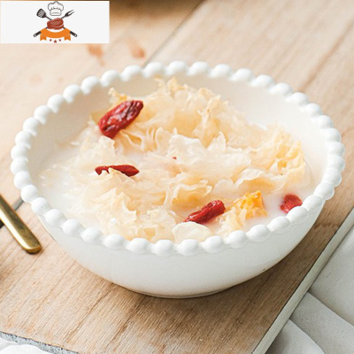 公主范北欧陶瓷餐具个性创意珍珠边早餐碗盘甜品沙拉碗盘单人套装 敬平 4.5寸圆碗1只