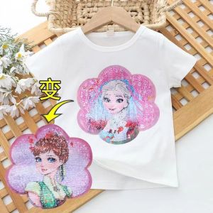 变脸T恤衣服亮片亮闪闪草莓熊变色T恤儿童夏季可爱棉清仓