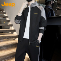 Jeep吉普男士运动服套装春秋季立领夹克搭配休闲卫裤帅气一整套男
