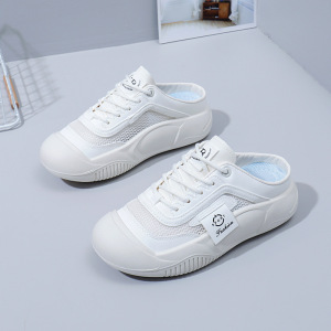 夏季新款包头半拖鞋女外穿鞋子休闲一脚蹬懒人薄底小白鞋