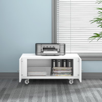 域赢矮柜打印机柜办公柜a4文件柜铁皮柜档案柜资料柜复印机底柜打印纸储存柜260*600*600白色款