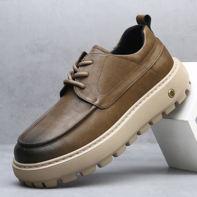 欧洲站高端男鞋新款透气厚底增高休闲鞋时尚潮流百搭皮鞋男士