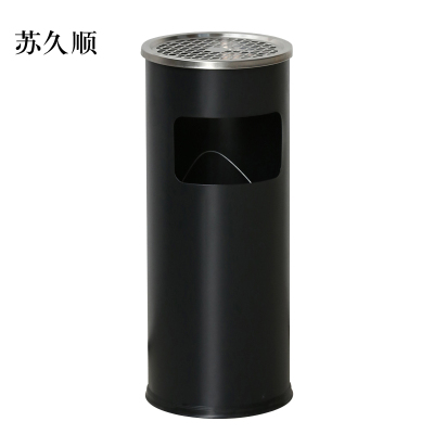 苏久顺不锈钢垃圾桶烟蒂柱灭烟桶带烟灰缸室外电梯口立式丽格圆形黑色