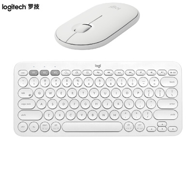 罗技Pebble鹅卵石无线蓝牙静音鼠标+K380蓝牙键盘芍药白送礼物可爱颜值时尚
