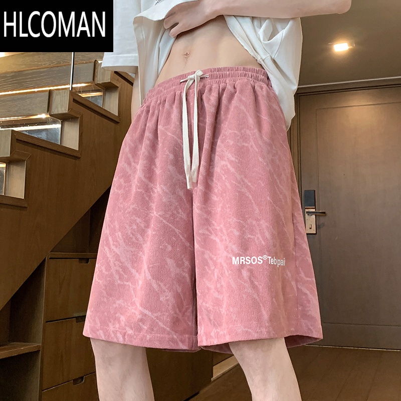 HLCOMAN沙滩裤男夏季薄款花短裤居家宽松睡裤五分大裤衩潮牌美式休闲裤子