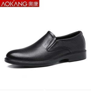 奥康男鞋夏季男士镂空皮鞋透气正装皮鞋中年男士休闲鞋爸爸鞋