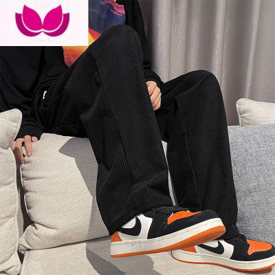 七斓垂感雪尼尔裤子高街ins潮流直筒阔腿男裤加绒灯芯绒休闲长裤