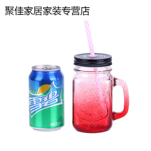 家柏饰(CORATED)带盖便携玻璃杯女学生可新水杯喝水吸管带把杯子