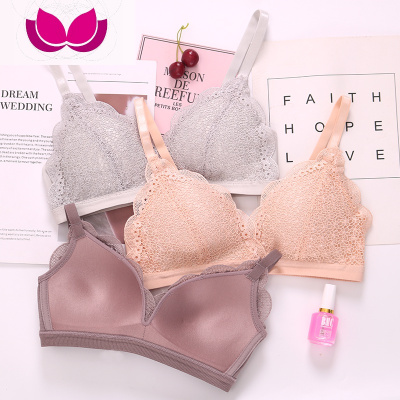 七斓可爱文胸薄款无钢圈学生日系性感甜美蕾丝少女高中生内衣聚拢胸罩