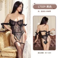 九里晴川性感蕾丝御姐吊带低胸显瘦诱惑小胸显大聚拢胸衣连体衣