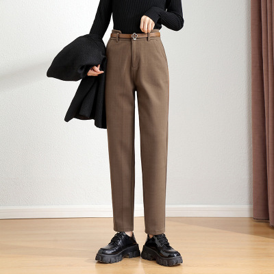 西装裤美拉德高级感女仿毛呢裤女秋季高腰休闲哈伦九分裤