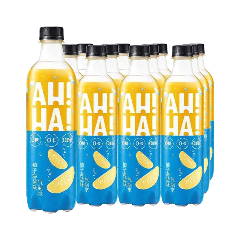 可口可乐出品 ahha!小宇宙气泡水 柚子海盐味480ml*12瓶