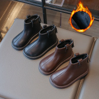 女童靴子秋冬新款儿童短靴加绒马丁靴宝宝皮靴时尚百搭二棉靴