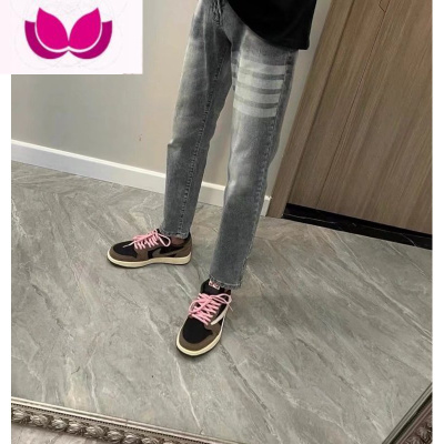 七斓夏季新款四道杠牛仔裤男网红潮牌宽松直筒休闲百搭学生小脚九分裤