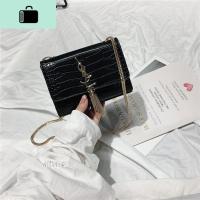 chic小包包百搭单肩斜挎石头纹小方包女新款ins超火包迷你链条包NEW LAKE 高档黑色女斜挎包
