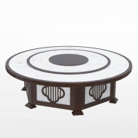 巴洛卡餐桌1.8米岩板餐桌带电动转盘餐桌BK-1802-1