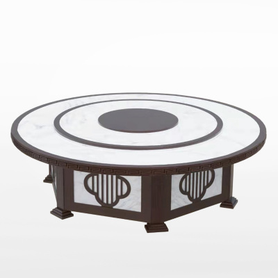 巴洛卡餐桌1.8米岩板餐桌带电动转盘餐桌BK-1802-1