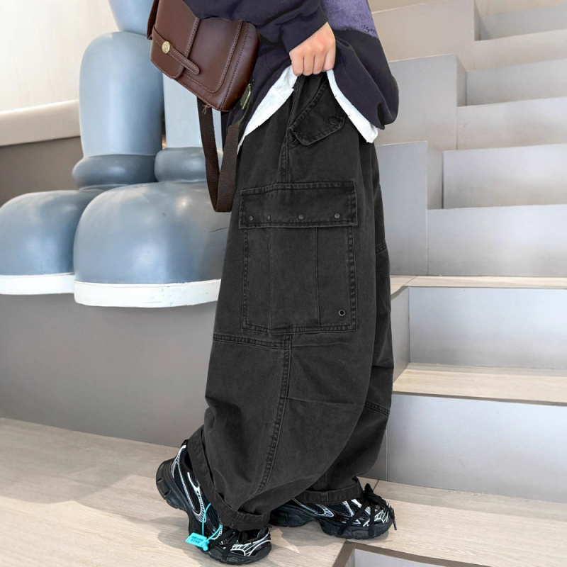 男童工装裤冬季秋冬新款中大童装冬装长裤儿童加绒加厚裤子潮