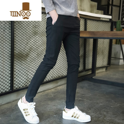YANXU裤子男士2023新款九分裤男生修身小脚裤潮流韩版休闲长裤男