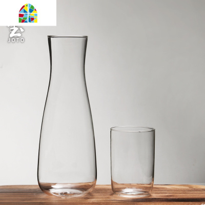 大容量凉水壶玻璃杯套装组家用耐热冷开水壶柠檬水啤酒饮料果汁杯 FENGHOU 一壶两杯(磨砂纯色款)