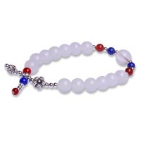 梦克拉Mkela s925银青金石白玛瑙手链 情怀 白玛瑙手串S925佛珠手饰首饰品 手链 玛瑙 玉髓玛瑙 情侣