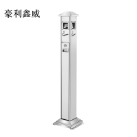 豪利鑫威不锈钢垃圾桶烟蒂柱灭烟桶带烟灰缸室外电梯口立式银色屋顶不锈钢四边固