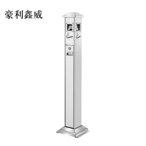 豪利鑫威不锈钢垃圾桶烟蒂柱灭烟桶带烟灰缸室外电梯口立式银色屋顶不锈钢四边固