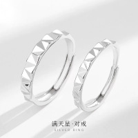 S999纯银满天星光情侣对指简约小众高级感戒指光面菱形手饰品批发