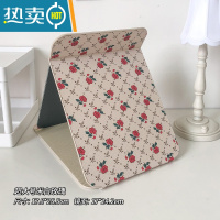 敬平ins风简约折叠小镜子化妆镜学生宿舍台式桌面可立梳妆镜家用便携 超大号米白玫瑰便携式用镜