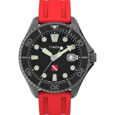 TIMEX代购天美时手表男士红带黑盘不锈钢表壳防水时尚休闲腕表