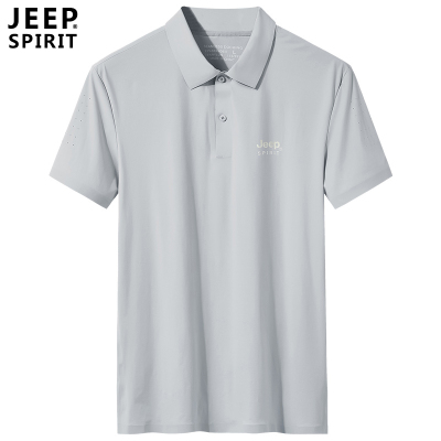 吉普短袖t恤男士夏季青年冰爽修身poloT恤翻领衫衣服潮流牌半袖纯色夏天男装上衣JEEP透气