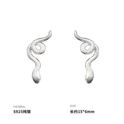 925纯银磨砂灵蛇耳钉女耳环耳饰时尚简约气质2025学生礼物送女朋友老婆情人节七夕生日礼物