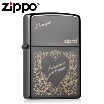 原装ZIPPO打火机正品韩版黑冰爱你一世之宝专柜正品送礼收藏定制刻字zpo爱你一世