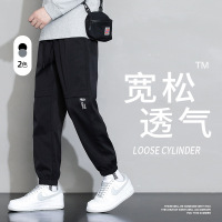 夏季新款男士运动休闲裤纯色百搭宽松束脚男卫裤青少年工装裤男生