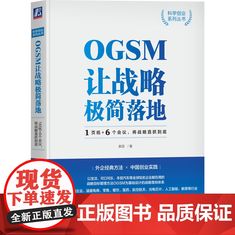 正版 袁园 OGSM让战略极简落地 1页纸 6个会议 业务目标 策略重点 衡量指标 行动计划 将战略直抓到底 责任到人