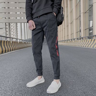 珂卡慕(KEKAMU)束脚休闲裤男夏季裤子男痞帅束脚潮牌网红运动裤韩版潮流休闲裤社会小伙小脚裤黑色默认颜色28