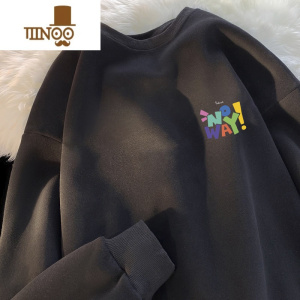 YANXU男士卫衣2023秋季新款港风长袖t恤ins潮牌复古休闲宽松外套上衣服