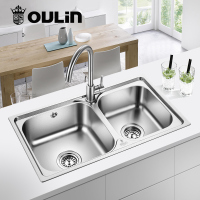欧琳OULIN 水槽双槽套装7200A含龙头 304不锈钢厨房洗菜池洗碗盆
