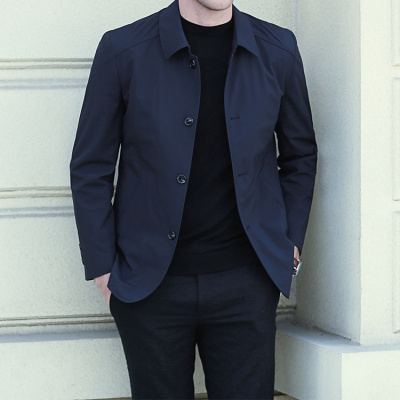 秋季新款外套男中青年时尚休闲纯色保暖长袖夹克商务男士外套